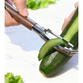 Ugotit Premium Vegetable Peeler, I Type 304 Stainless Steel Swivel Blade, Potato Eye Remover, Real Wood Handle Leather Strap, Kitchen Essentials