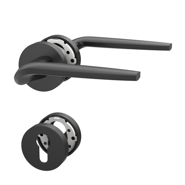 Amerdeco Door Handle Set Black Aluminium - PZ Door Fitting