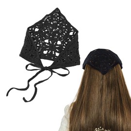 Hollow Crochet Headbands Floral Headscarf for Girls Black Hair Bandanas Headband Vintage Head Kerchief for Women Lace Knitted Floral Hair Accessories
