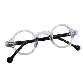 Circleperson Men Women Eyeglass frames Optical spring hinges small round, Clear/Tortoise, Middle size