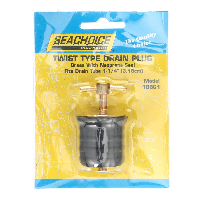 Seachoice Twist-Turn 1.25 in. Marine Boat Brass Drain Plug w/Neoprene