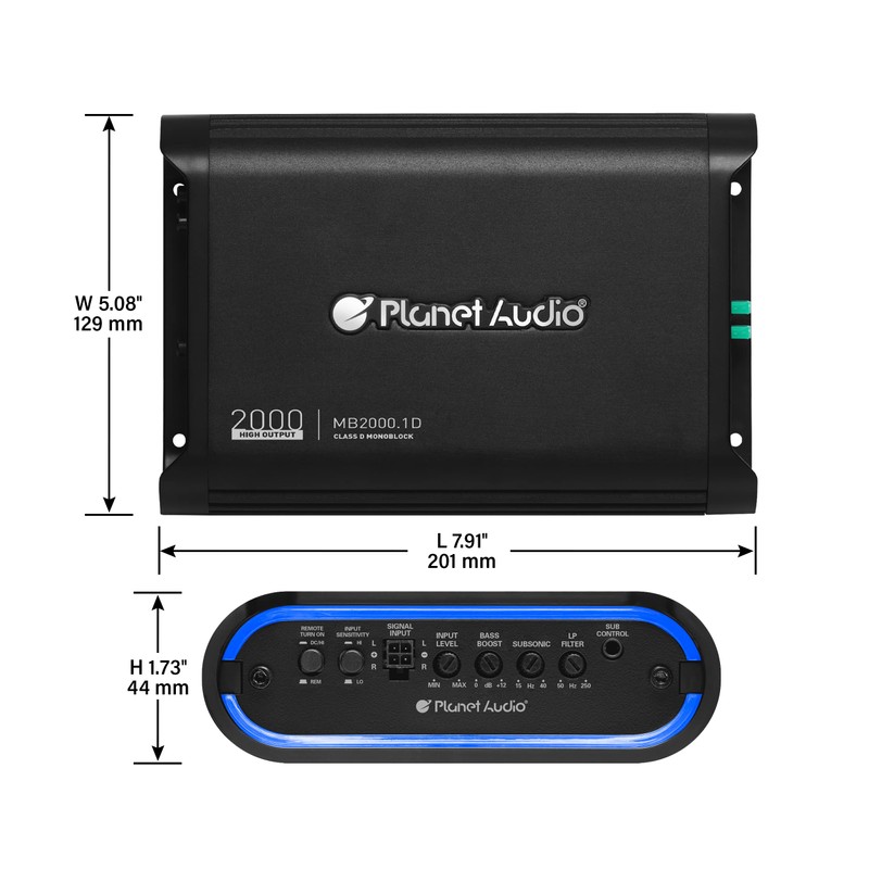 Planet Audio MB2000.1D Class D Car Amplifier - 2000 High