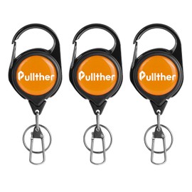 pullther 3 Pcs Retractable Keychain, Fly Fishing Accessories, Fly Fishing Retractor with 360 Degree Rotation Buckle, Badge Reel for Fly Fishing Vest, Badge Holders Retractable - Yellow