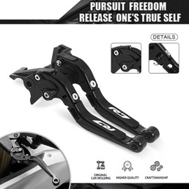 MFGZD CNC Motorcycle Brake Clutch Levers Extendable Compatible with Yamaha R7 2021 2022 2023 2024 Folding Adjustable Handlebars Brake and Clutch Levers Set (Black)