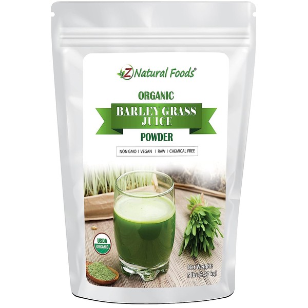 Organic Barley Grass Juice Powder - 5 lbs - Amazing Green Superfood - US Grown - Perfect For Smoothies, Drinks, Recipes - Rich In Vitamins, Minerals, Antioxidants - Raw, Vegan, Non GMO