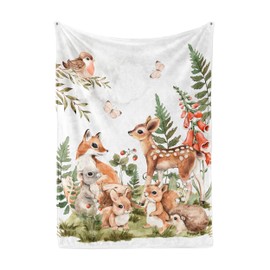 UNIQUE Woodland Ultra Soft Fleece Baby Blanket 30x40in, Cute Forest Animals Baby Blanket, Gender Neutral