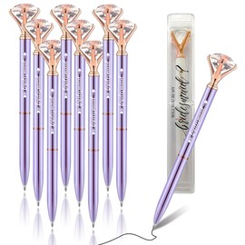 LADY&HOME 10 Pcs Bridesmaid Pens Large Diamond Pens Crystal Metal Ballpoint Pens Gifts for Women Wedding Bridal Shower Favors (Lavender)