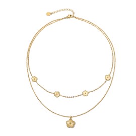 UOOANUO Clover Layered Necklace for Women | Clover Choker Necklace 14K Gold Plated Stainless Steel Women's Jewelry (14K Gold)