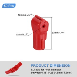 sourcing map 50pcs Peg Hook Locks, 4mm Pegboard Display Hook Stop Locks to Secure Cargo(Red)