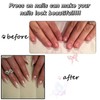 30Pcs French Tip False Nails - Almond Medium White Chrome