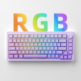 MONSGEEK M1W V3 Aluminum Mechanical Keyboard 75% RGB Hot-swappable Gaming Keyboard with Knob, 6000 mAH RGB Gradient Purple with PBT Double Shot Keycaps V3 Piano Pro