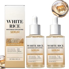 50mlRice Exfoliating Face Serum, Gentle Hydrating Ampoule for Oil Control Brightening Firming, Lightweight Smooth Texture, Daily Face & Body Soft Peel, Long-Lasting Moisture, (2pcs)