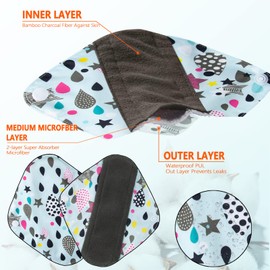 Pack of 6 Small Size 20 cm Fabric Pads Reusable Panty Liners Washable