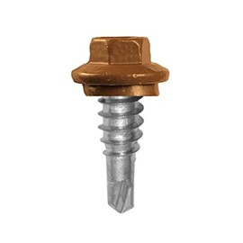 Stitch Lap Self Drilling Metal Roofing Screws #14 x 7/8-Inch Painted Hex Head EPDM Washer Metal to Metal 5/16" Magnetic Hex Bit Driver Included (250, Brown, 7/8" Stitch Lap)