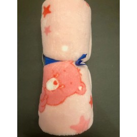 Cloudco Care Bears Throw Fleece Blanket 40”x 50” Pink Love-a-Lot Bear Lightweight Travel