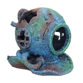 SLOCME Aquarium Sunken Submarine Helmet Decorations - Realistic Vintage Noah's Ark Shipwreck Fish Tank Decorations,Durable Resin Fish Tank Ship Accessories Decorations