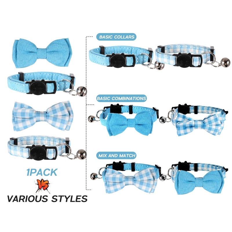 2 Pcs Boy Cat Collar with Bell Breakaway Cat Collars