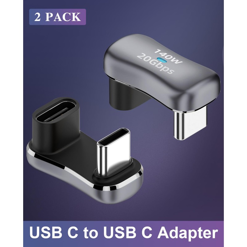 Duttek USB C 180 Degree Adapter 140W, U-Shaped USB C
