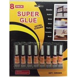 Super Glue 8 Pack SUPER GLUE CYANOACRYLATE Plastic Rubber  Metal  Ceramic Glass Leather