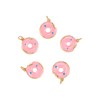 LiQunSweet 5 Pcs Pink Doughnut Enamelled Charm Brass Enamel Charms