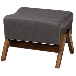 Baxton Studio Hanson Ottoman, One Size, Dark Grey/Walnut Brown