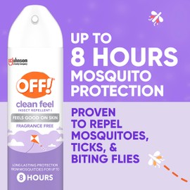 OFF! Clean Feel Insect Repellent Aerosol with 20% Picaridin, Bug Spray with Long Lasting Protection from Mosquitoes, Feels Good on Skin, 7.5 oz