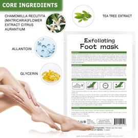 5 Pairs Foot Peel Mask, Tea Tree Foot Exfoliating Mask Socks Calluses Remover Dead Skin, Moisturizing Feet Peeling Mask for Dry Skin,Cracked Heels,Foot SPA Socks for Women and Men