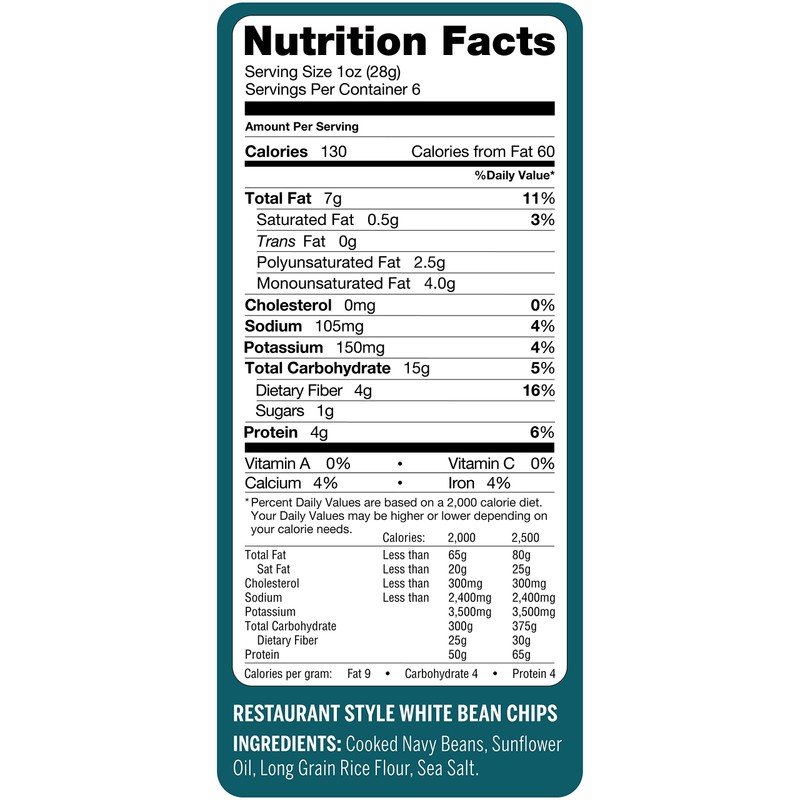 Beanitos White Bean Chips, Restaurant Style with Sea Salt, 6