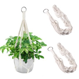 2 Stück Blumenampel Makramee Pflanzenaufhänger,50 cm Pflanzenampel Hängend,Hängekorb Pflanzen,Blumen Ampel Hängend,Hängeampel Pflanzen für Innen Außen Garten Wohnzimmer Balkon Fenster