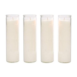 Brilux Classic White Candles in Glass, Set of 4, 8-INCHES Tall