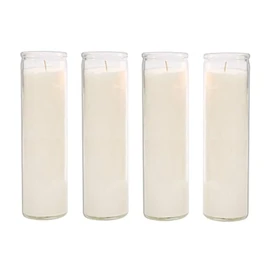 Brilux Classic White Candles in Glass, Set of 4, 8-INCHES Tall