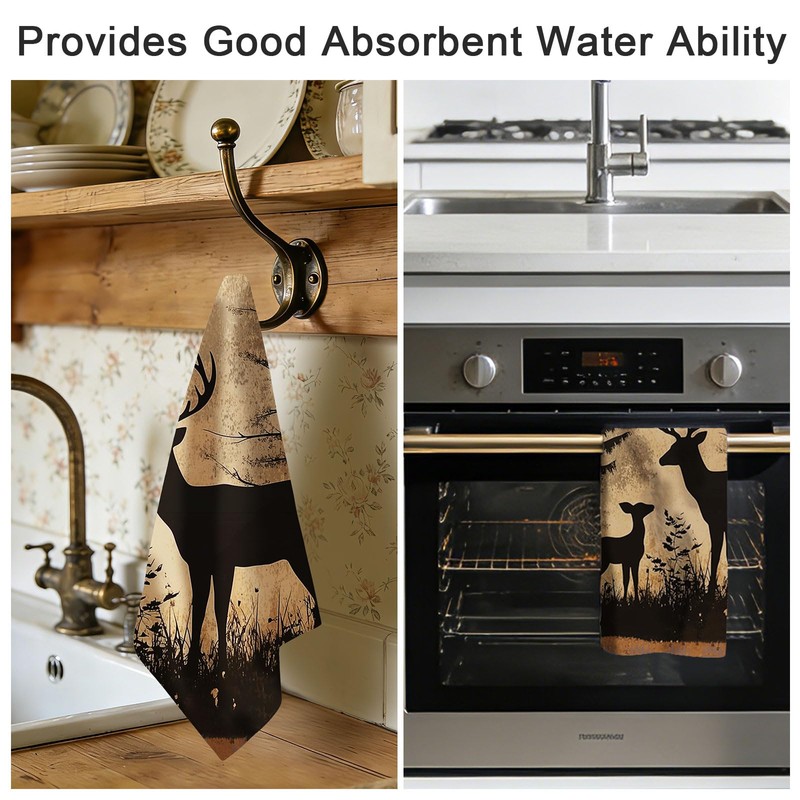 Forest Deer Hand Towels Set of 2 Dish Towels Soft