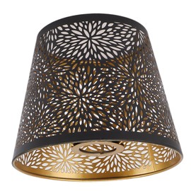 Metal Lampshade Cover, Strong Light Transmission Lamp Shade Hollow Out E26 E27 Black for Table Lamp