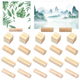 LiQunSweet 20 pcs 4 Styles Wooden Name Place Card Holder Business Centerpieces Table Card Stand Holders Picture Display Stands for Wedding Birthday Party Table Number Sign