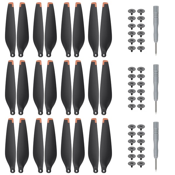 TiMOVO 24Pcs Mini 3 Pro Propellers Compatible with DJI Mini 3 Pro, Low Noise Quick-Release Spare Parts Blades Props Accessory Replacement with Screws Accessories, Black-Orange Tip