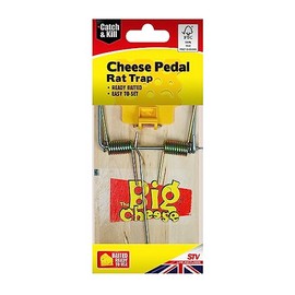 The Big Cheese Pedal FSC Rat Trap, Cheese Scented and Ready-To-Use, Kills Rats with Spring Mechanism, Dual Settings, Wooden, Indoor and Outdoor Use