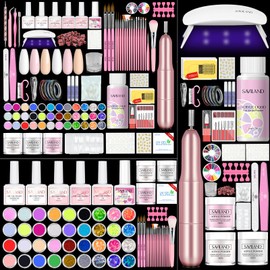 SAVILAND Essentials Acrylic Nail Kit with Drill: Professional Nails Kit Acrylic Set with Everything U V Light Gel Polish Nail Glue Tips Nail Art Supplies for DIY Home Salon