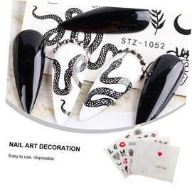 Healeved 8 Sets of Stylish Snake Skull Nail Art Stickers 32pcs/Set for Wearing Nails