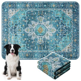 HAOCOO Washable Pee Pads for Dogs, (2 Pack) 3Ft x 4Ft Non-Slip Reusable Puppy Training Pads with Waterproof, Blue Super Absorbent Leak-Proof Whelping Pads Litter Mat for Pet Housebreaking