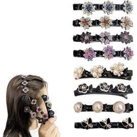 Roczential 8Pack Sparkling Crystal,for Women, Crystal Stone Braided Hair Clips, Stone Braided Hair Clips(8pcs-B+C)