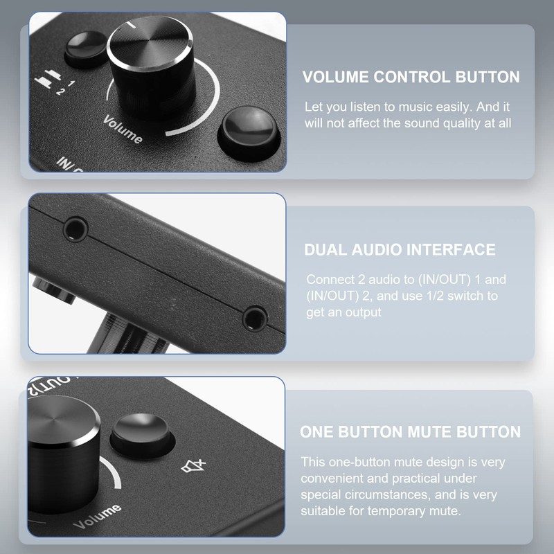 Lyaciomn 3.5mm 2 Input 1 Output/1 Input 2 Output Audio