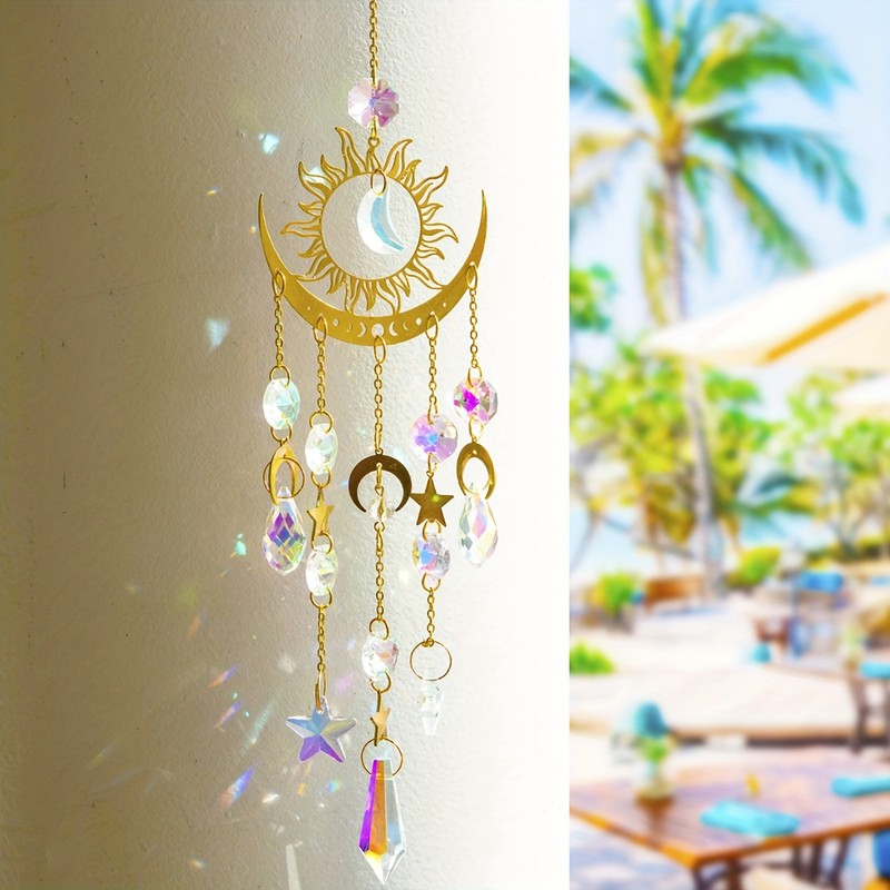 Celestial Sun Catcher for Window and Garden Decor – Gold-Tone
