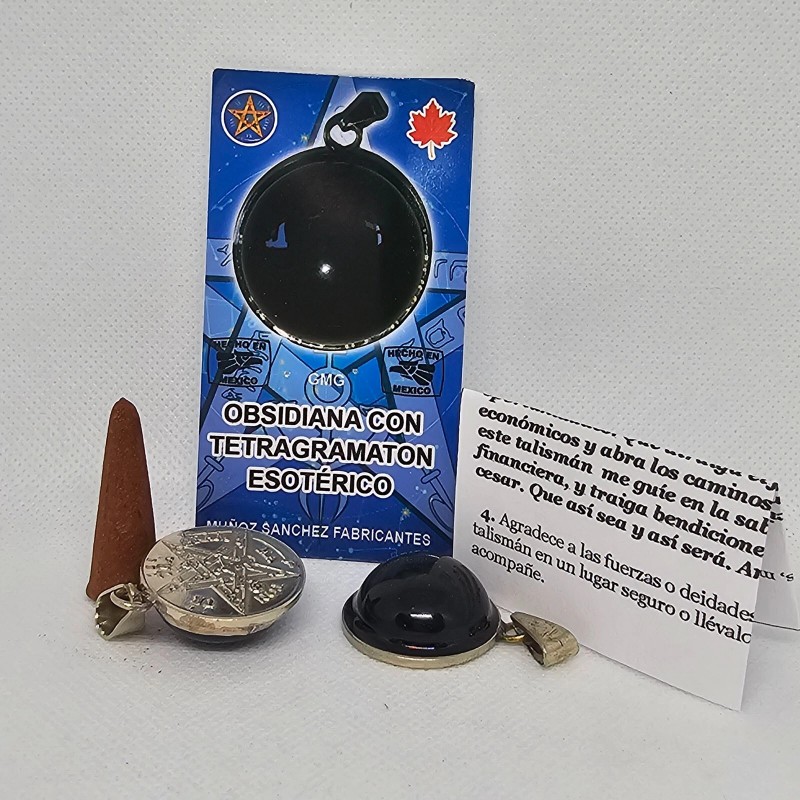 tetragramaton OBSIDIANA NEGRA Obsidian Tetragrammaton PENDIENTE PENTAGRAMA PROTECCION