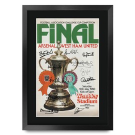 HWC Trading FR A3 The Hammers FA Cup 1980 Winners Programme Printed Memorabilia Signed Autograph Poster for Football Fans and Fans - A3 Framed