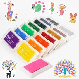 Zhongtou Ink Stamp Pad 15 Piece Colours Fingerprint Ink Pad Set for Child Non-Toxic Washable Fabric Ink Pads for Stamping Card Making Paper Embossing Scrapbooking Rubber Art Craft Finger Stamps