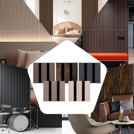 Mollywell Wood Panels for Wall, Time-Saving Installation, Versatile Wood Slat Wall Decor, Enhanced Acoustic & Sound Proof Fluted Design for Home & Office, Sample Pack, 4.2x3.9 Inch