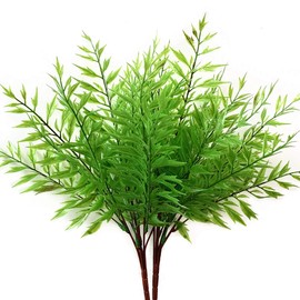 PASYOU Artificial Fern Plants, Plastic Shrubs Fake Bushes Grass Shrub Greenery Leaves Bush Home Indoor Outdoor Garden Party Verandah Wedding Décor DIY Table Arrangement Decoration Planter Filler 2 Pcs
