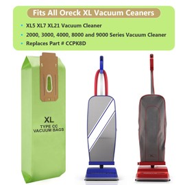 10 Pack Replacement Type CC Vacuum Bags for Oreck XL Upright Vacuums Compatible with XL, XL2, XL7, XL21, XL Classic, XL Silver, XL Gold, 2000-9000 Series Replaces Part # CCPK8DW, CCPK8OH, AK1CC6A