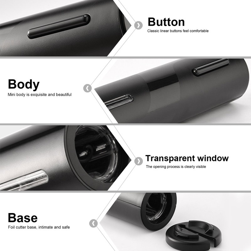 USB 4in 1 Electric Wine Bottle Opener Corkscrew with Pourer