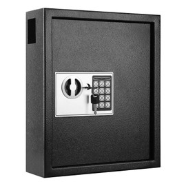KYODOLED Electronic 60 Keys Cabinet Wall Mount,Digital Key Safe Lock Box,Large Security Lockbox for House Key,Heavy Duty Combination Lock Storage,14.3'' X 12'' X3.94'' (Black,60 Keys)